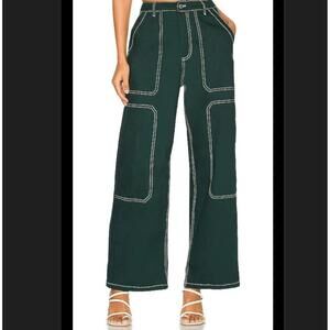 BY DYLN dark green wide leg cargo pants sz 27